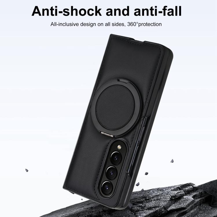 For Samsung Galaxy Z Fold4 Folding Rotation Holder MagSafe Film Integrated Leather Phone Case