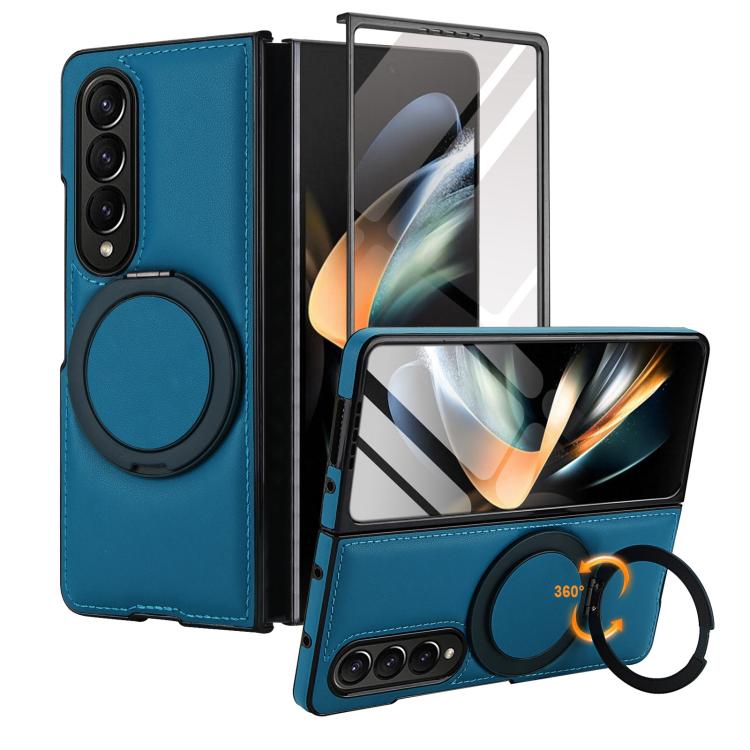 For Samsung Galaxy Z Fold4 Folding Rotation Holder MagSafe Film Integrated Leather Phone Case