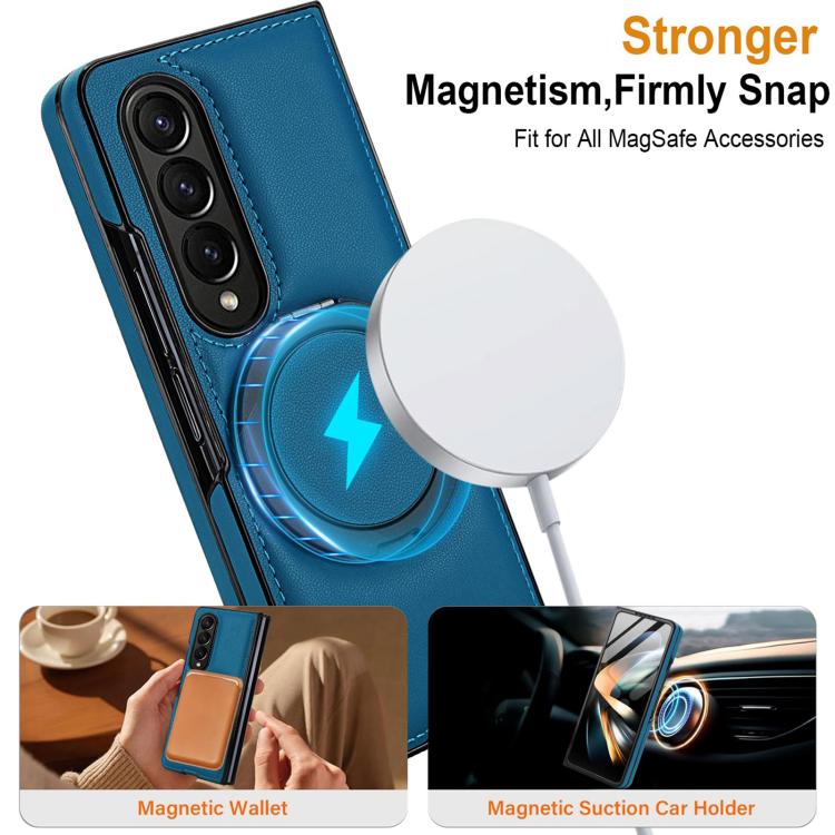 For Samsung Galaxy Z Fold4 Folding Rotation Holder MagSafe Film Integrated Leather Phone Case