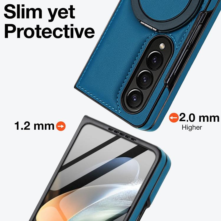 For Samsung Galaxy Z Fold4 Folding Rotation Holder MagSafe Film Integrated Leather Phone Case