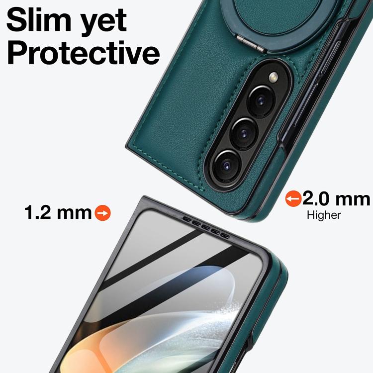 For Samsung Galaxy Z Fold4 Folding Rotation Holder MagSafe Film Integrated Leather Phone Case
