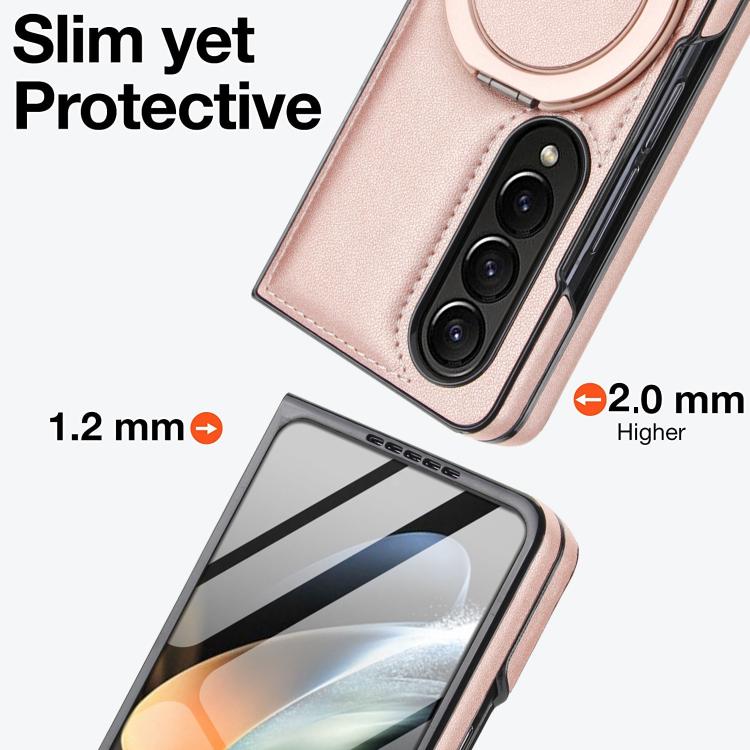 For Samsung Galaxy Z Fold4 Folding Rotation Holder MagSafe Film Integrated Leather Phone Case