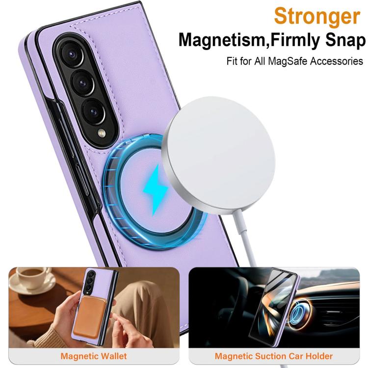 For Samsung Galaxy Z Fold4 Folding Rotation Holder MagSafe Film Integrated Leather Phone Case