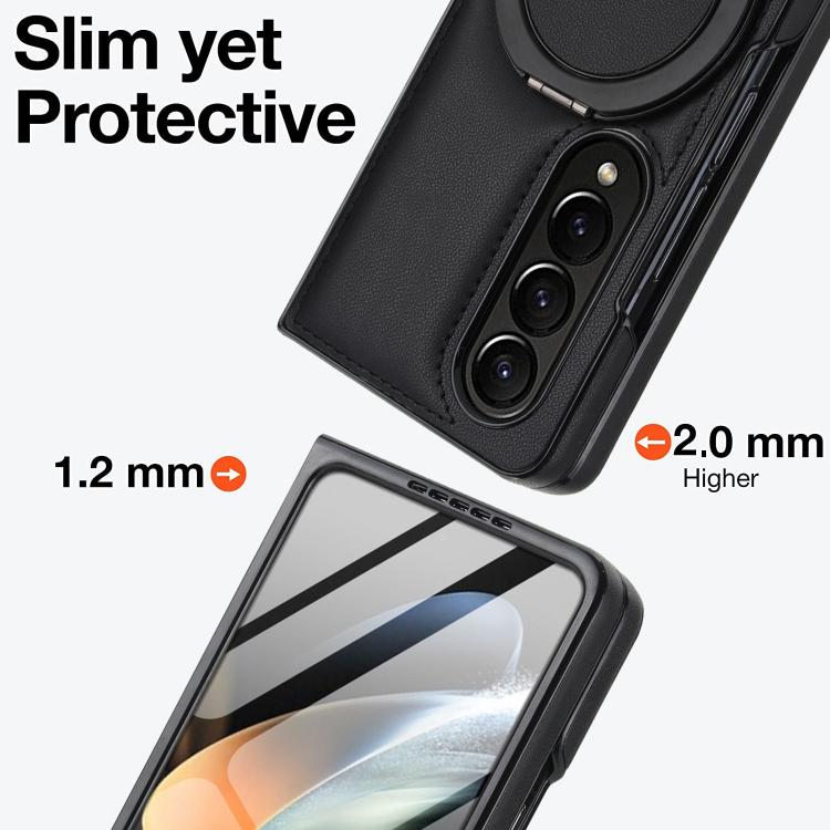 For Samsung Galaxy Z Fold3 5G Folding Rotation Holder MagSafe Film Integrated Leather Phone Case
