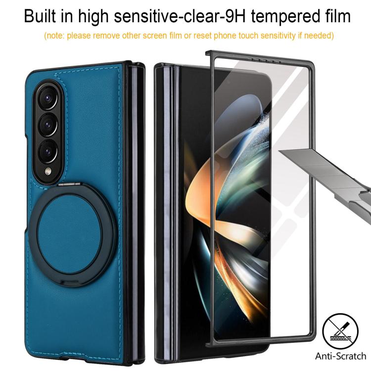 For Samsung Galaxy Z Fold3 5G Folding Rotation Holder MagSafe Film Integrated Leather Phone Case