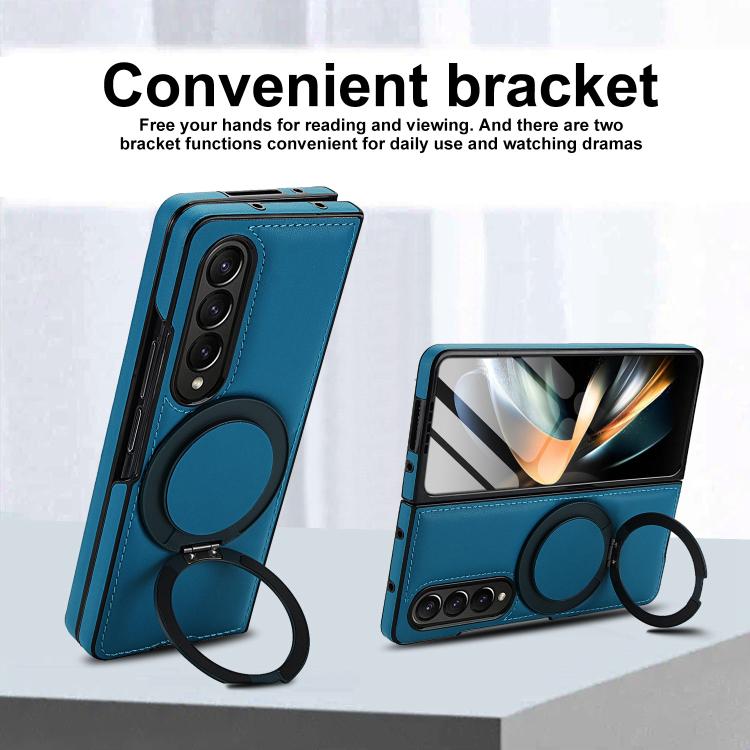 For Samsung Galaxy Z Fold3 5G Folding Rotation Holder MagSafe Film Integrated Leather Phone Case