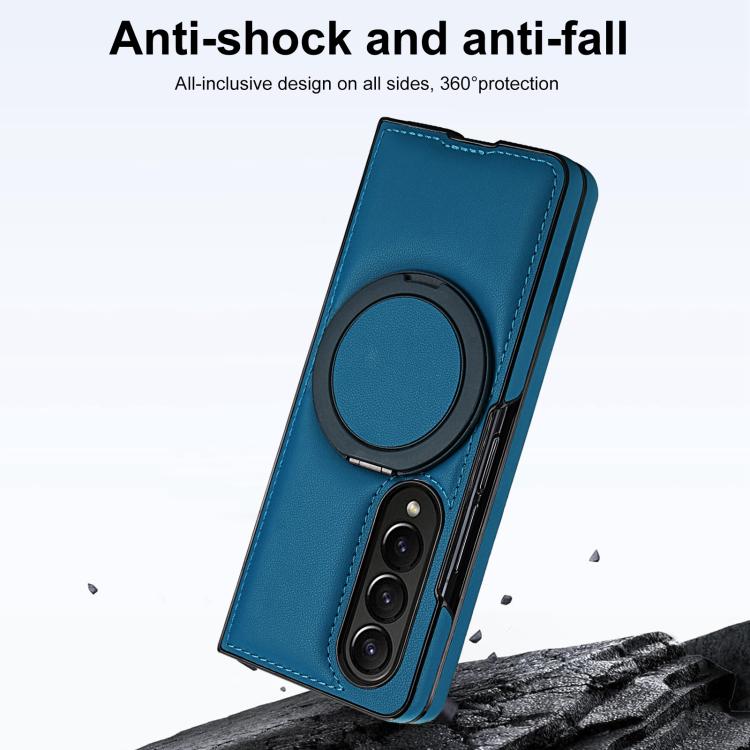 For Samsung Galaxy Z Fold3 5G Folding Rotation Holder MagSafe Film Integrated Leather Phone Case