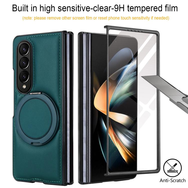 For Samsung Galaxy Z Fold3 5G Folding Rotation Holder MagSafe Film Integrated Leather Phone Case
