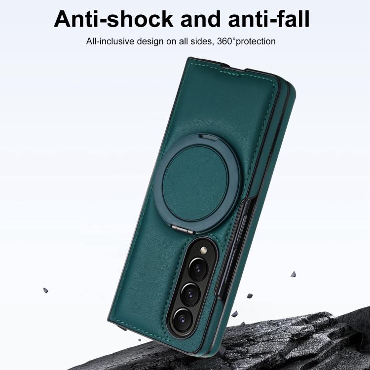 For Samsung Galaxy Z Fold3 5G Folding Rotation Holder MagSafe Film Integrated Leather Phone Case