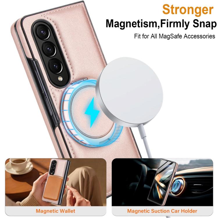 For Samsung Galaxy Z Fold3 5G Folding Rotation Holder MagSafe Film Integrated Leather Phone Case