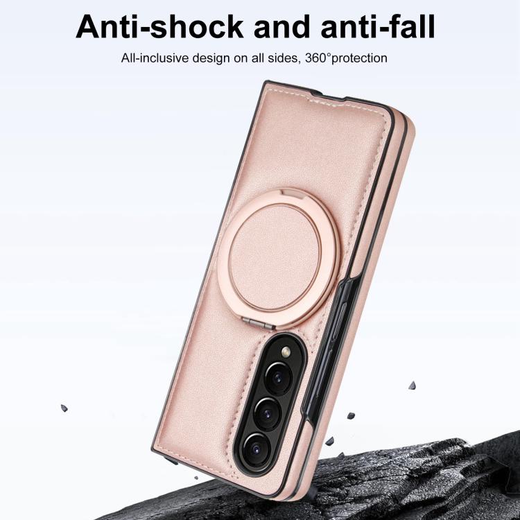 For Samsung Galaxy Z Fold3 5G Folding Rotation Holder MagSafe Film Integrated Leather Phone Case