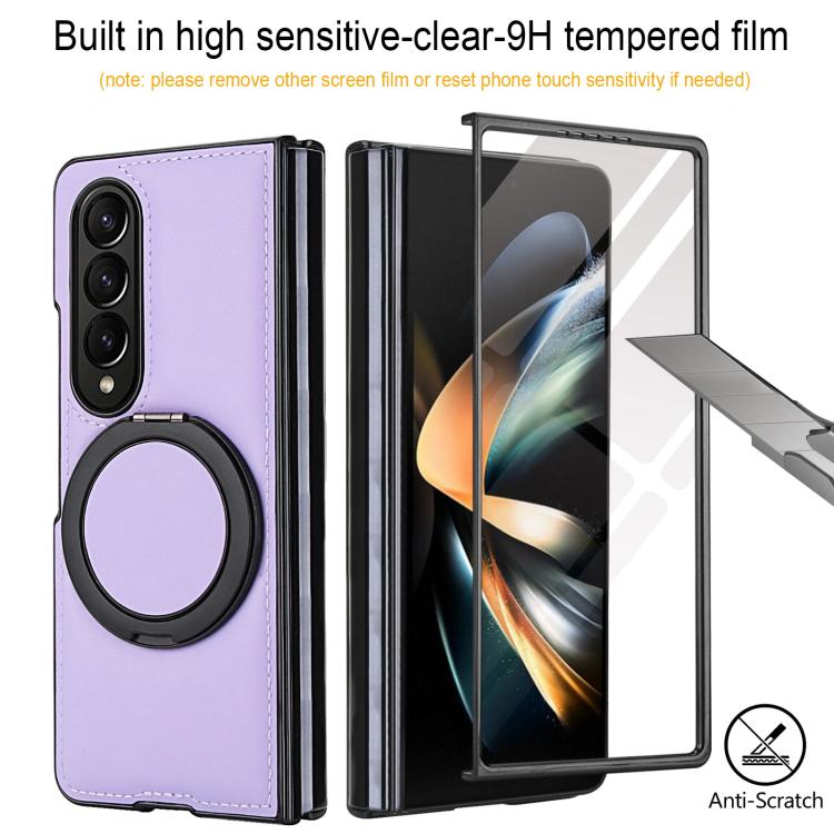 For Samsung Galaxy Z Fold3 5G Folding Rotation Holder MagSafe Film Integrated Leather Phone Case
