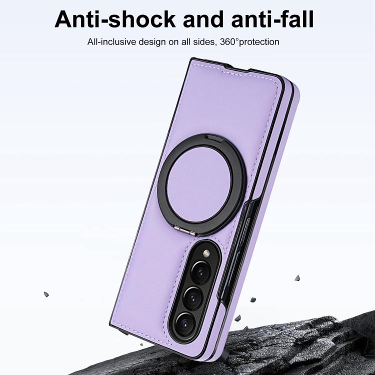 For Samsung Galaxy Z Fold3 5G Folding Rotation Holder MagSafe Film Integrated Leather Phone Case