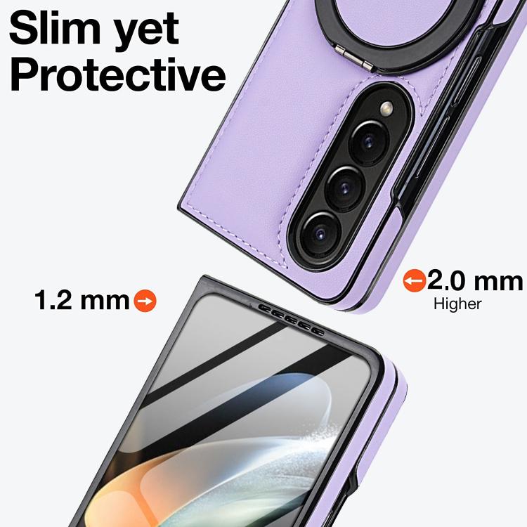 For Samsung Galaxy Z Fold3 5G Folding Rotation Holder MagSafe Film Integrated Leather Phone Case