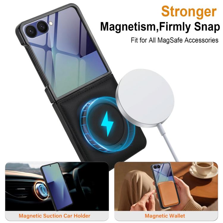 For Samsung Galaxy Z Flip7 5G Folding Rotation Holder MagSafe Film Integrated Leather Phone Case