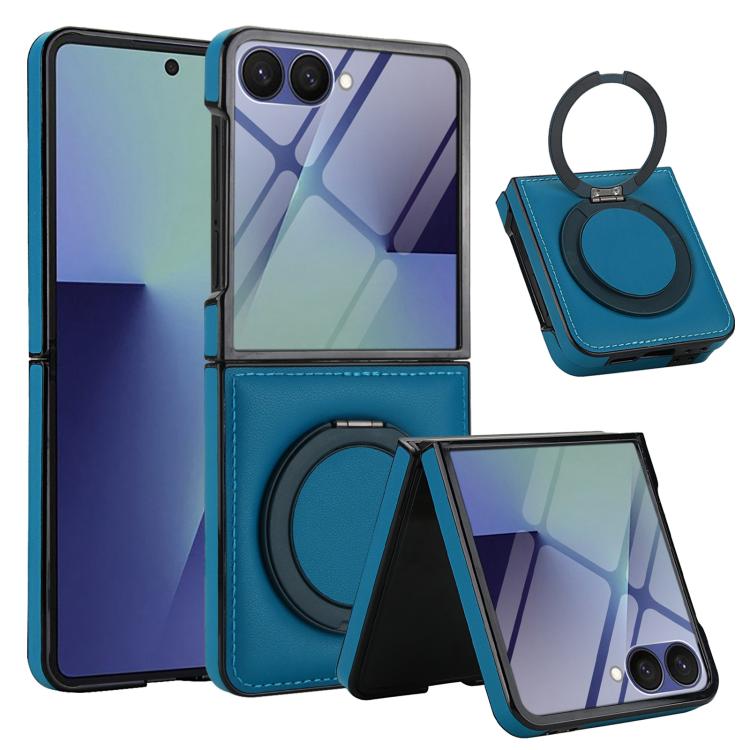 For Samsung Galaxy Z Flip7 5G Folding Rotation Holder MagSafe Film Integrated Leather Phone Case