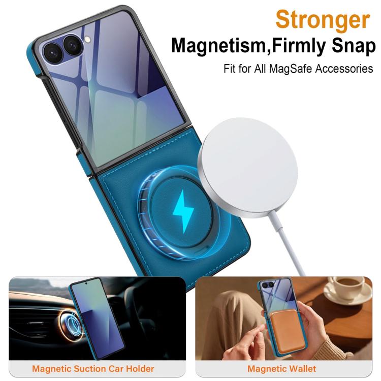 For Samsung Galaxy Z Flip7 5G Folding Rotation Holder MagSafe Film Integrated Leather Phone Case