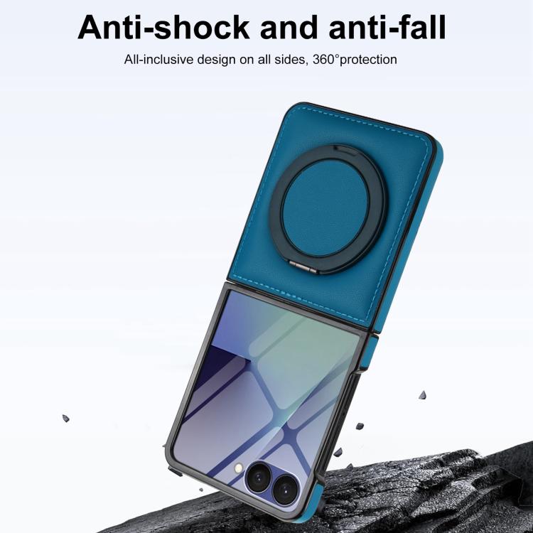 For Samsung Galaxy Z Flip7 5G Folding Rotation Holder MagSafe Film Integrated Leather Phone Case