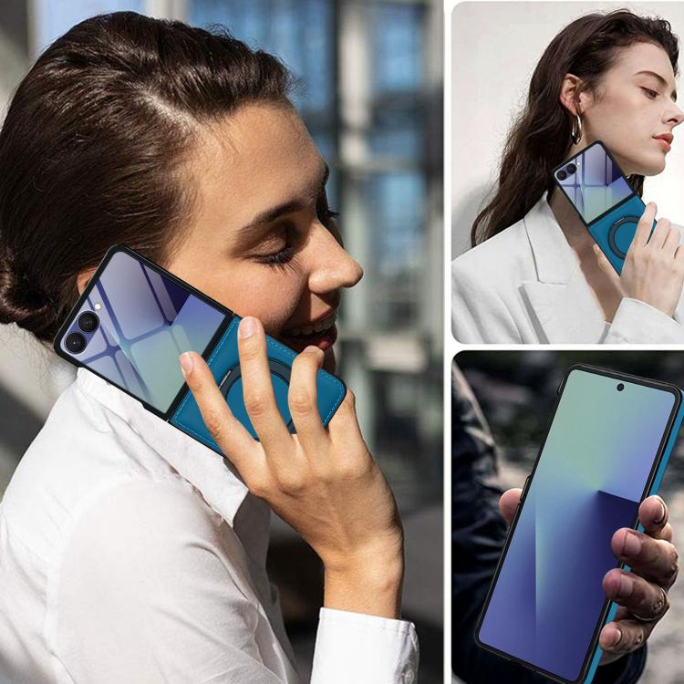 For Samsung Galaxy Z Flip7 5G Folding Rotation Holder MagSafe Film Integrated Leather Phone Case