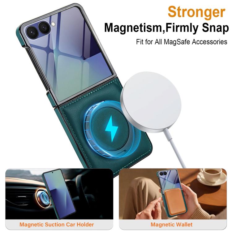 For Samsung Galaxy Z Flip7 5G Folding Rotation Holder MagSafe Film Integrated Leather Phone Case