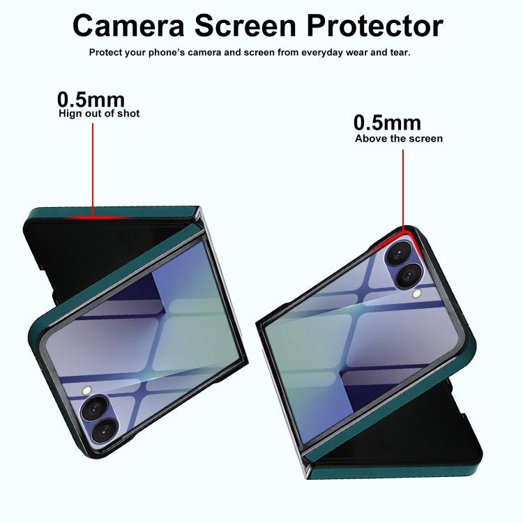 For Samsung Galaxy Z Flip7 5G Folding Rotation Holder MagSafe Film Integrated Leather Phone Case