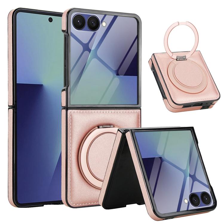 For Samsung Galaxy Z Flip7 5G Folding Rotation Holder MagSafe Film Integrated Leather Phone Case