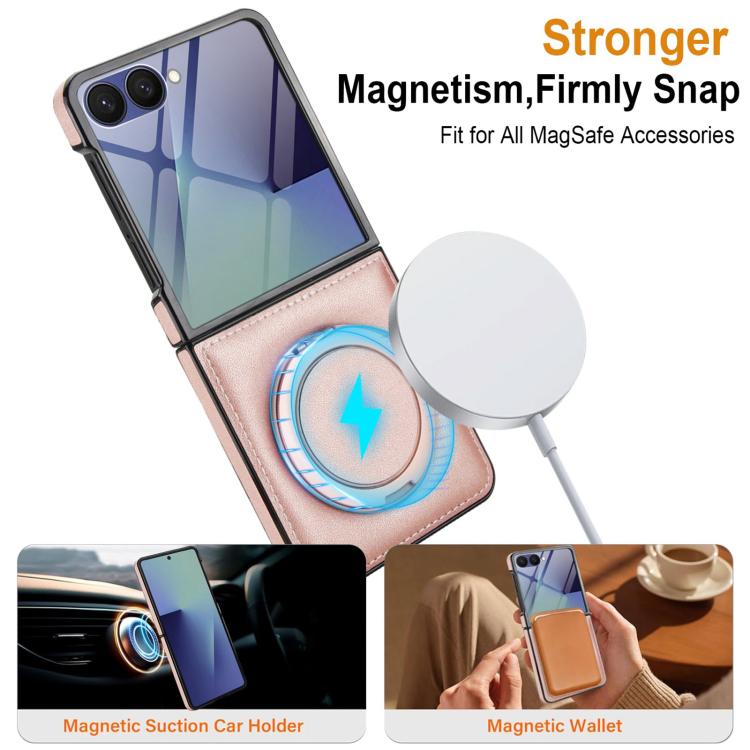 For Samsung Galaxy Z Flip7 5G Folding Rotation Holder MagSafe Film Integrated Leather Phone Case