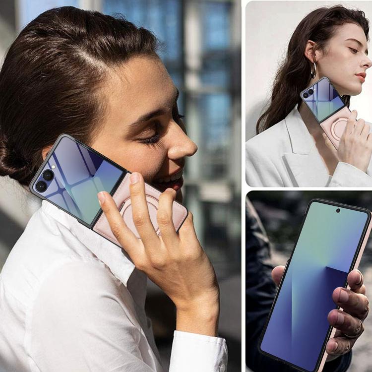 For Samsung Galaxy Z Flip7 5G Folding Rotation Holder MagSafe Film Integrated Leather Phone Case