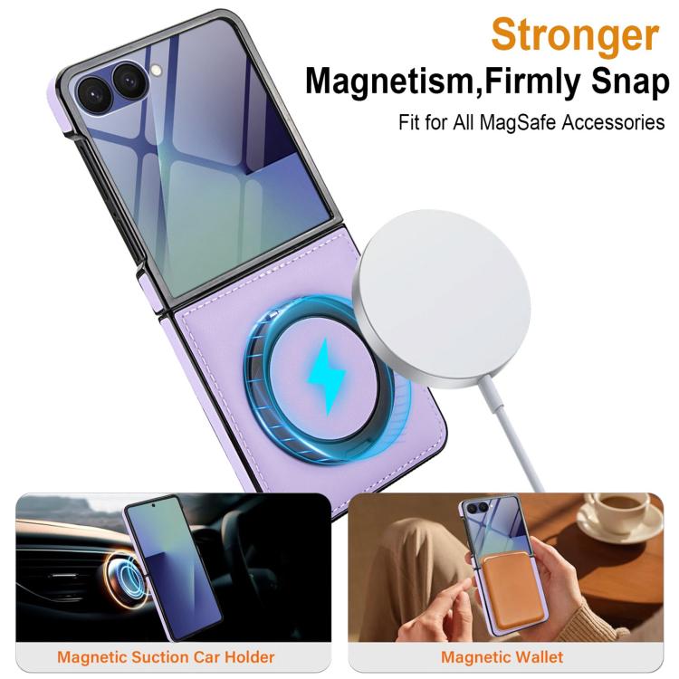 For Samsung Galaxy Z Flip7 5G Folding Rotation Holder MagSafe Film Integrated Leather Phone Case