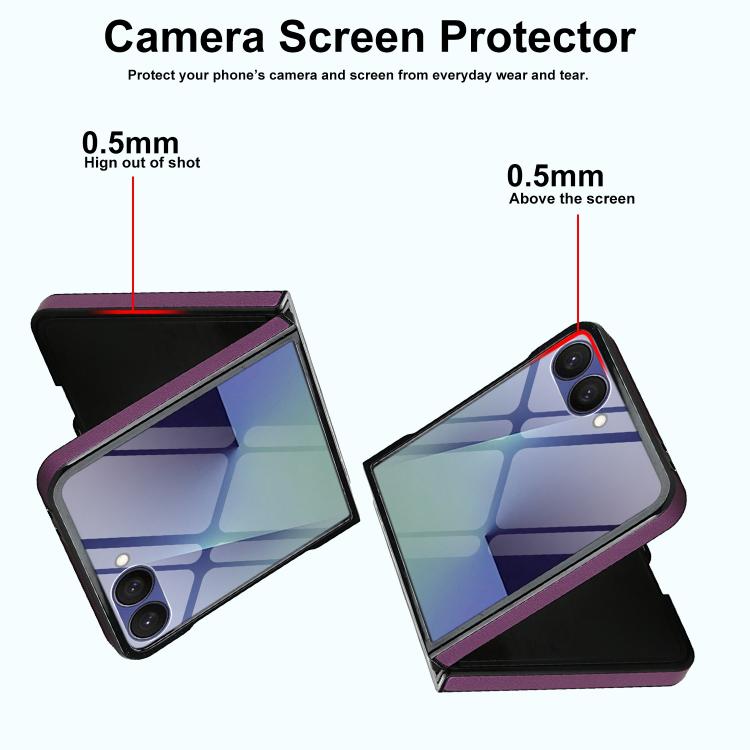 For Samsung Galaxy Z Flip7 5G Folding Rotation Holder MagSafe Film Integrated Leather Phone Case