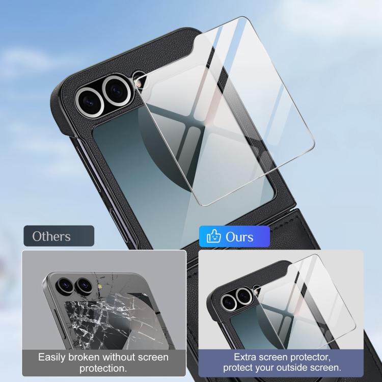 For Samsung Galaxy Z Flip7 FE / Flip6 Folding Rotation Holder MagSafe Film Integrated Leather Phone Case
