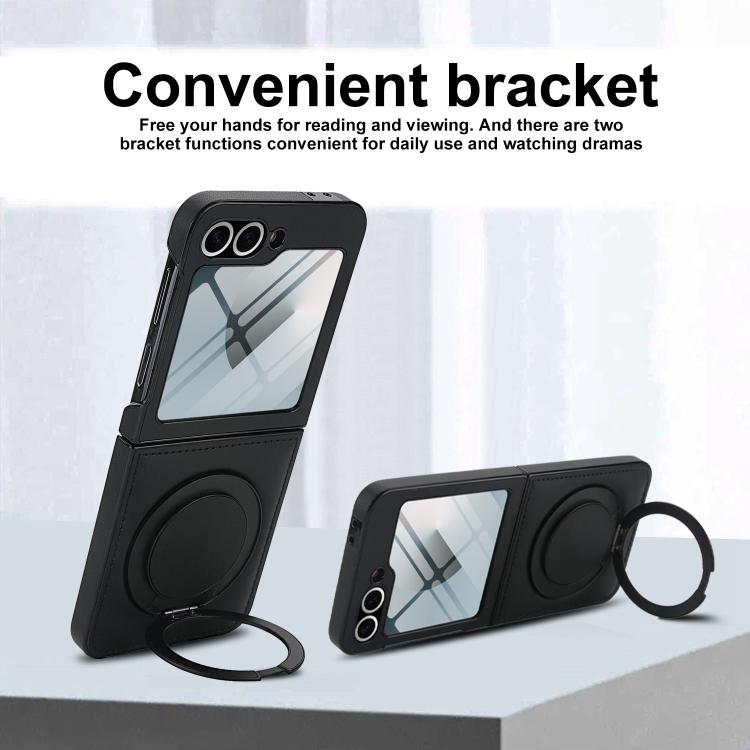 For Samsung Galaxy Z Flip7 FE / Flip6 Folding Rotation Holder MagSafe Film Integrated Leather Phone Case