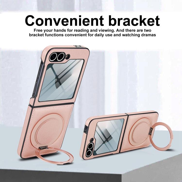 For Samsung Galaxy Z Flip7 FE / Flip6 Folding Rotation Holder MagSafe Film Integrated Leather Phone Case