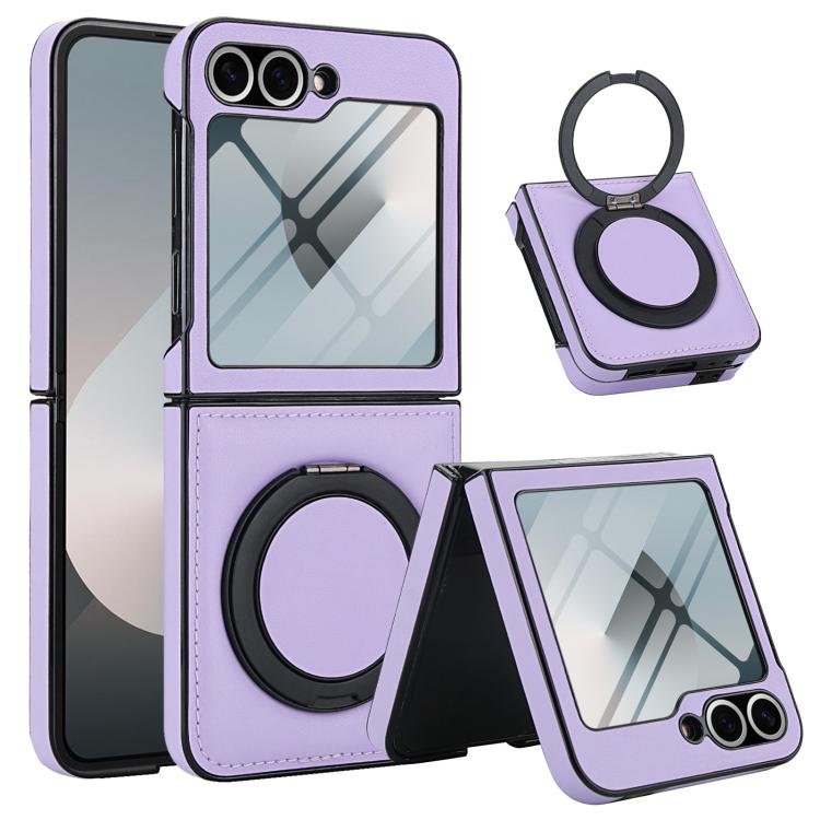 For Samsung Galaxy Z Flip7 FE / Flip6 Folding Rotation Holder MagSafe Film Integrated Leather Phone Case
