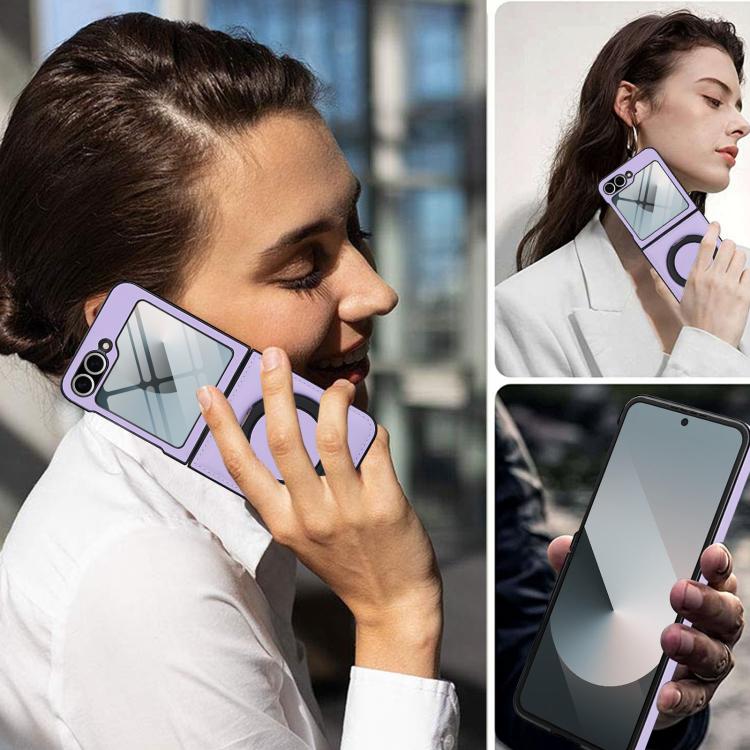 For Samsung Galaxy Z Flip7 FE / Flip6 Folding Rotation Holder MagSafe Film Integrated Leather Phone Case