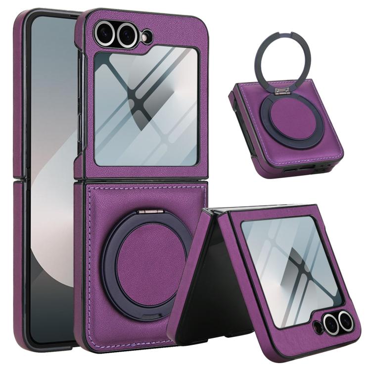 For Samsung Galaxy Z Flip7 FE / Flip6 Folding Rotation Holder MagSafe Film Integrated Leather Phone Case