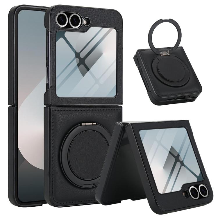 For Samsung Galaxy Z Flip5 Folding Rotation Holder MagSafe Film Integrated Leather Phone Case
