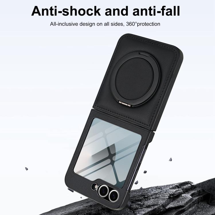 For Samsung Galaxy Z Flip5 Folding Rotation Holder MagSafe Film Integrated Leather Phone Case