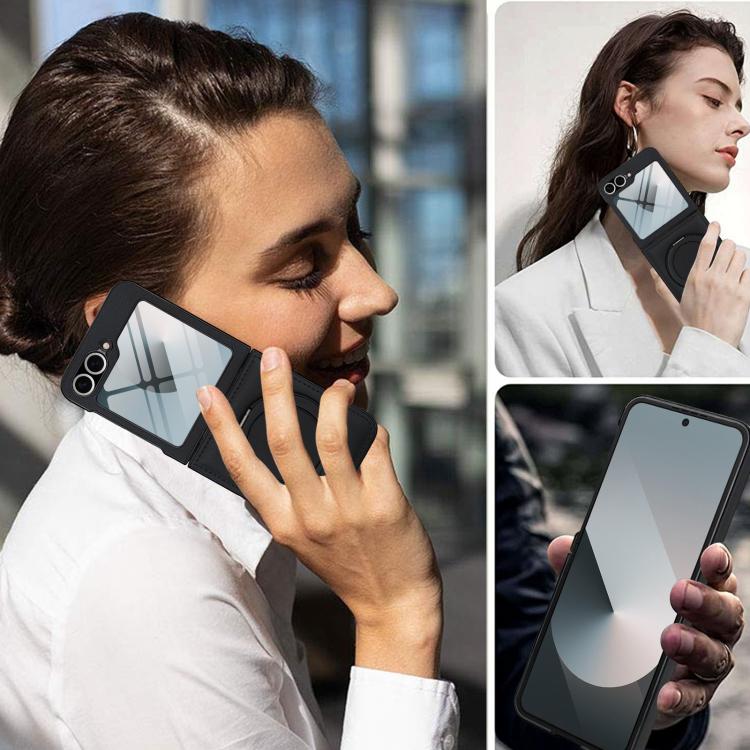 For Samsung Galaxy Z Flip5 Folding Rotation Holder MagSafe Film Integrated Leather Phone Case