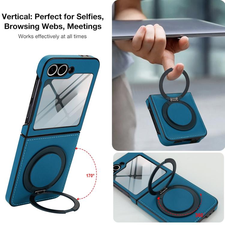 For Samsung Galaxy Z Flip5 Folding Rotation Holder MagSafe Film Integrated Leather Phone Case