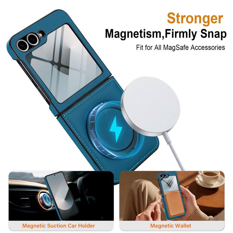 For Samsung Galaxy Z Flip5 Folding Rotation Holder MagSafe Film Integrated Leather Phone Case