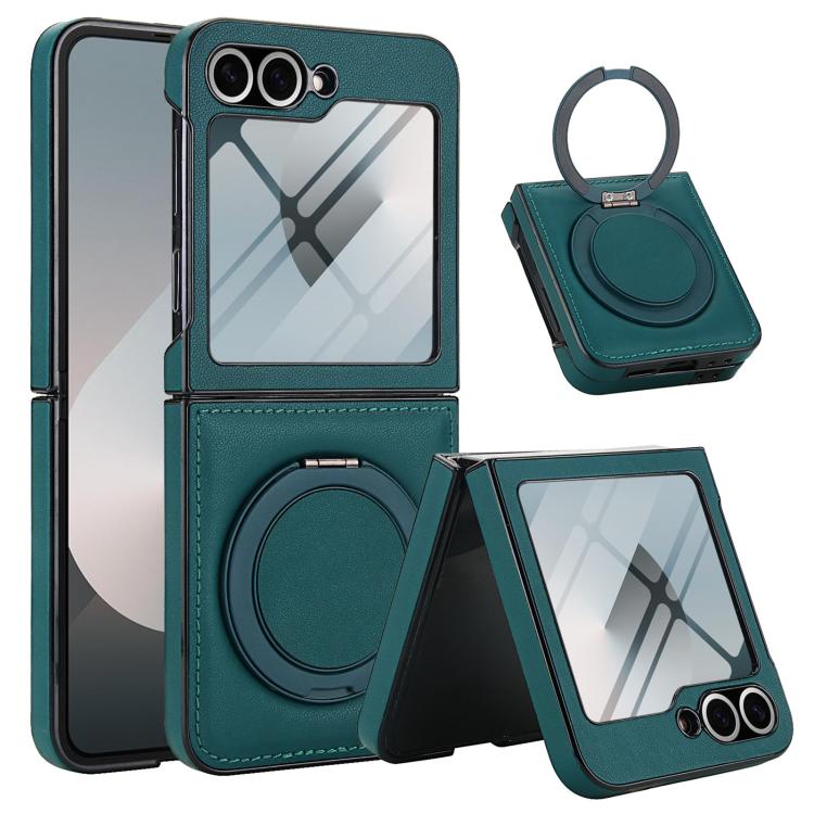 For Samsung Galaxy Z Flip5 Folding Rotation Holder MagSafe Film Integrated Leather Phone Case