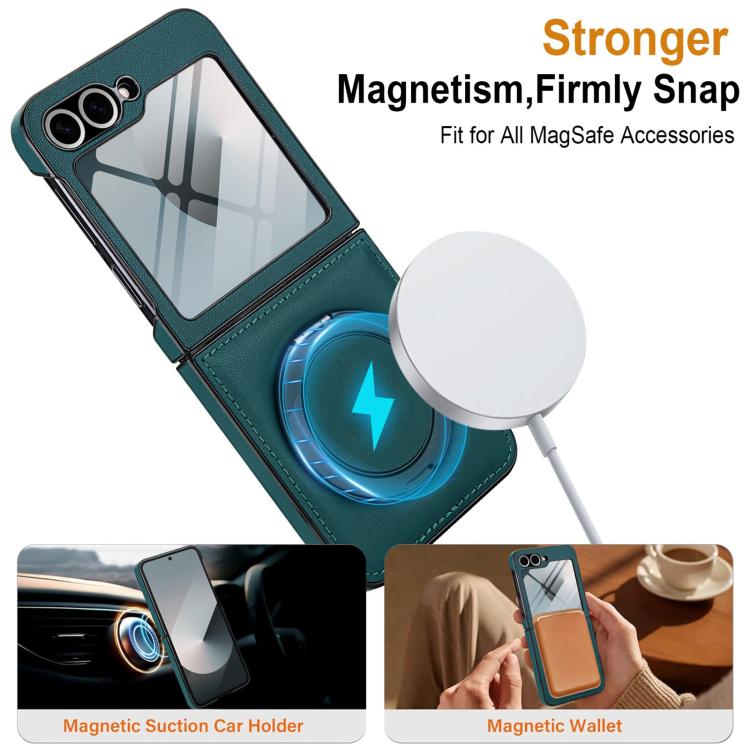 For Samsung Galaxy Z Flip5 Folding Rotation Holder MagSafe Film Integrated Leather Phone Case
