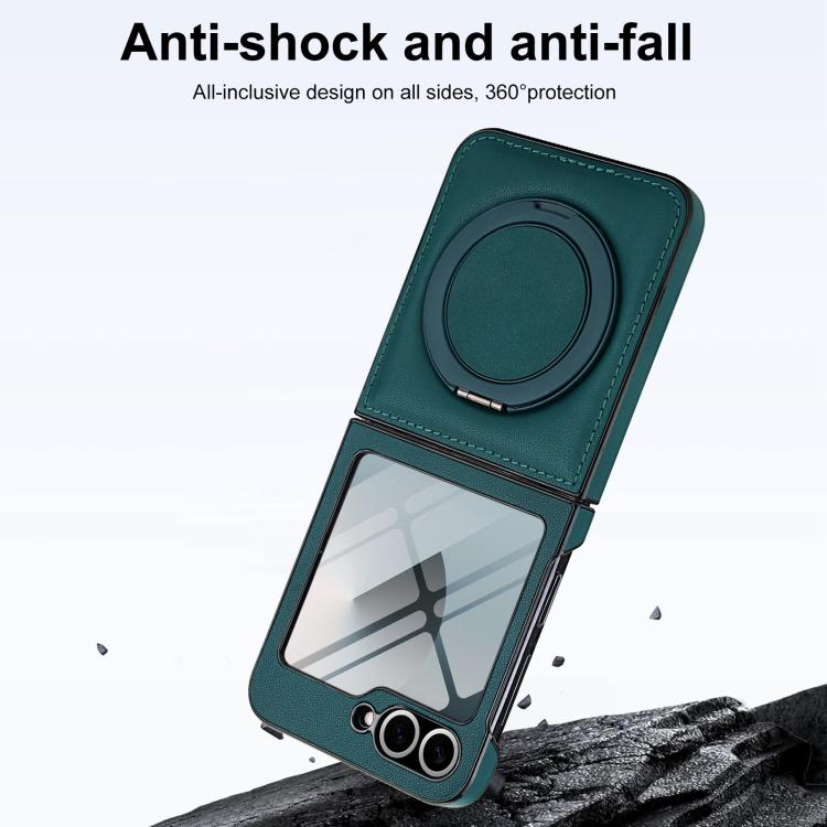 For Samsung Galaxy Z Flip5 Folding Rotation Holder MagSafe Film Integrated Leather Phone Case