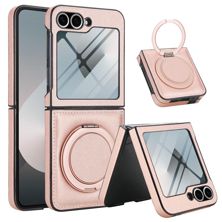 For Samsung Galaxy Z Flip5 Folding Rotation Holder MagSafe Film Integrated Leather Phone Case