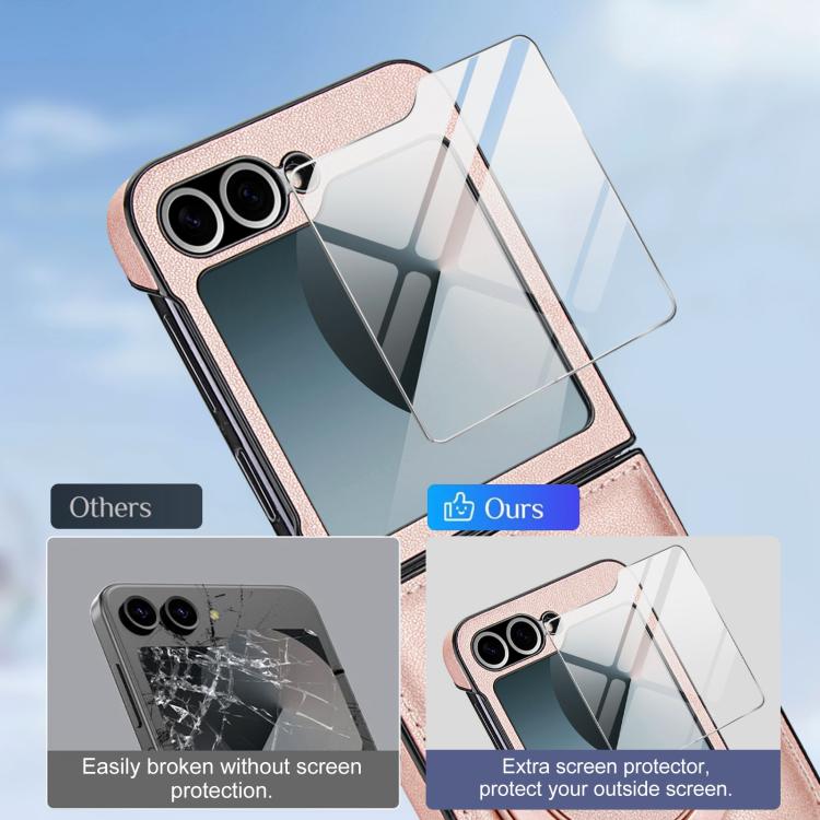 For Samsung Galaxy Z Flip5 Folding Rotation Holder MagSafe Film Integrated Leather Phone Case