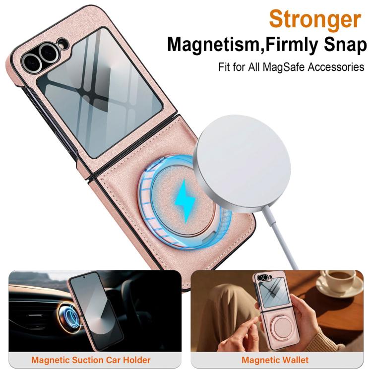 For Samsung Galaxy Z Flip5 Folding Rotation Holder MagSafe Film Integrated Leather Phone Case