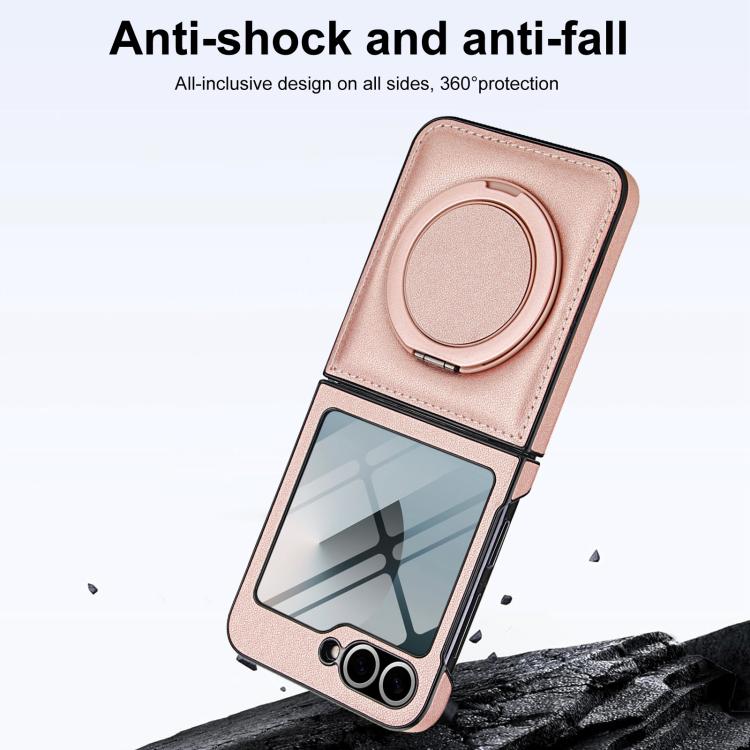 For Samsung Galaxy Z Flip5 Folding Rotation Holder MagSafe Film Integrated Leather Phone Case