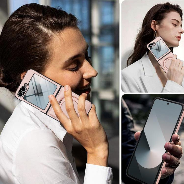 For Samsung Galaxy Z Flip5 Folding Rotation Holder MagSafe Film Integrated Leather Phone Case