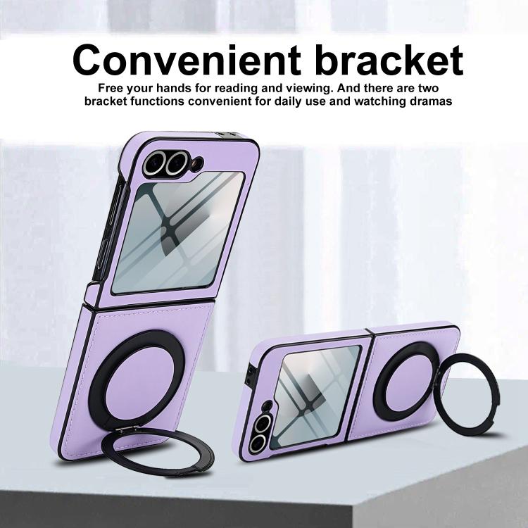 For Samsung Galaxy Z Flip5 Folding Rotation Holder MagSafe Film Integrated Leather Phone Case